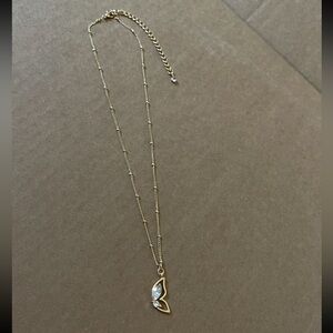 Gold Rhinestone Butterfly Wing Necklace